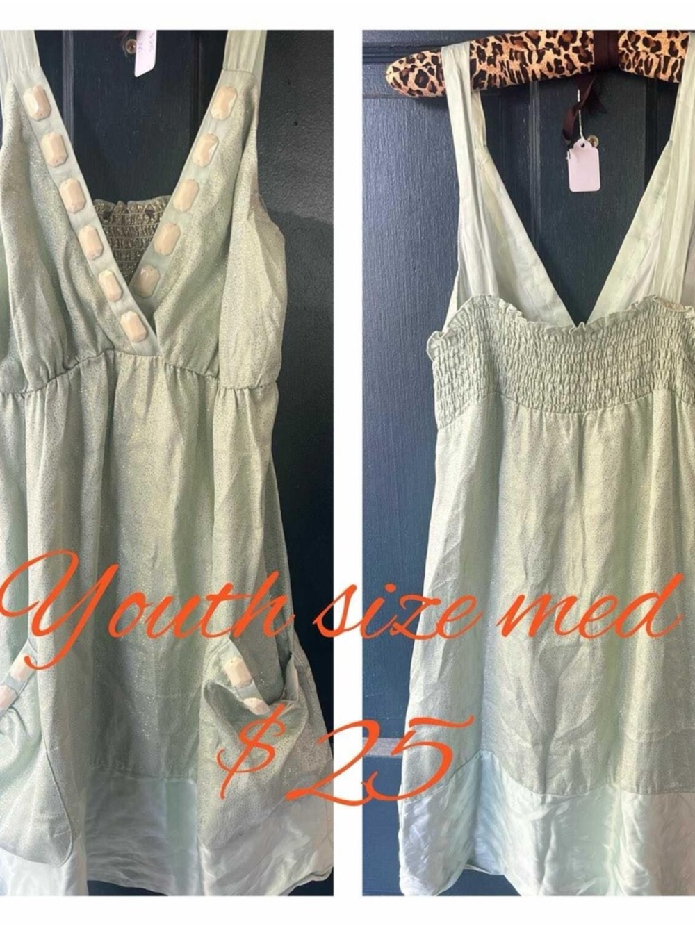 Light Sage Green Sleeveless V-Neck Dress